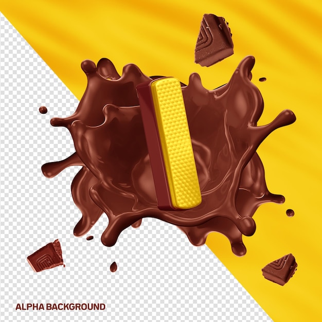 Gratis PSD fontore alfabet 3d letter i geel met chocolade