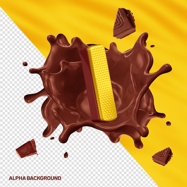 PSD gratuito fontore alfabeto 3d letra i amarillo con chocolate