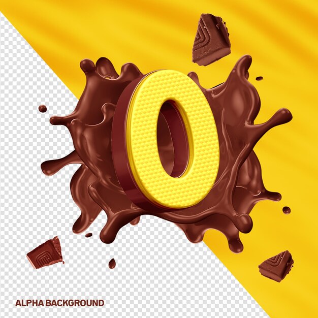 Fontore alfabeto 3D letra O amarillo con chocolate