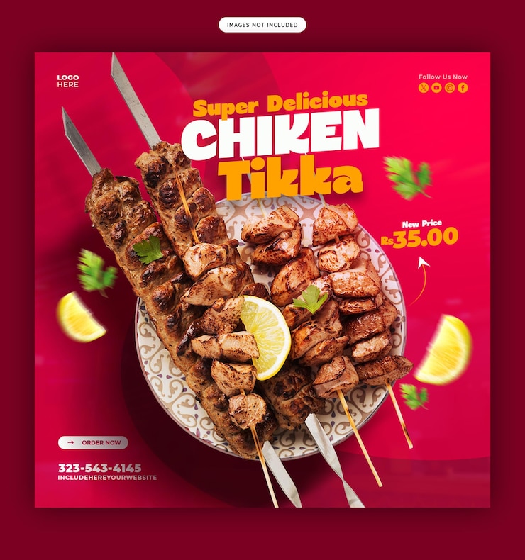 Gratis PSD food menu en restaurant social media banner of instagram post sjabloon