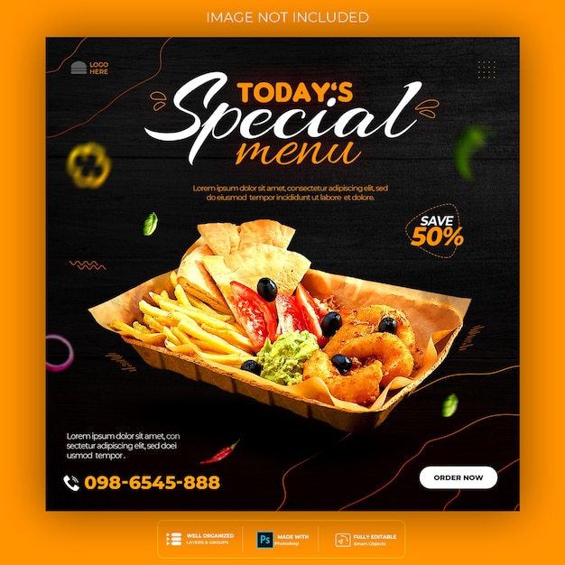 Gratis PSD food social media promotie en instagram banner post design