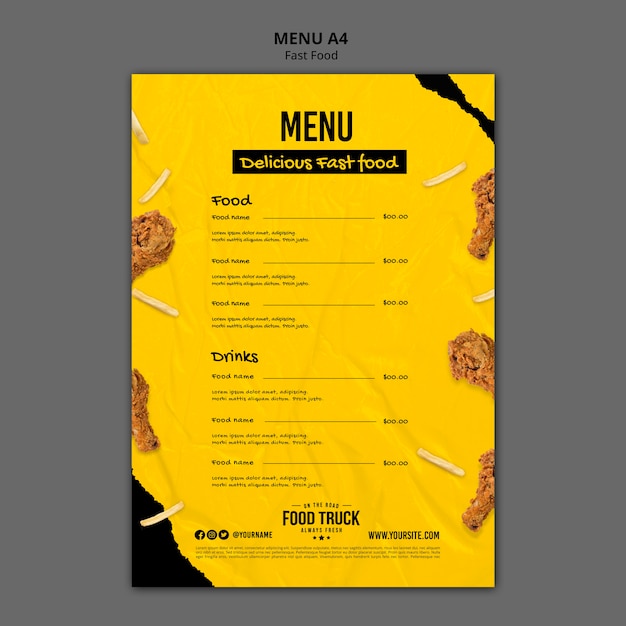 Gratis PSD food truck menu sjabloon