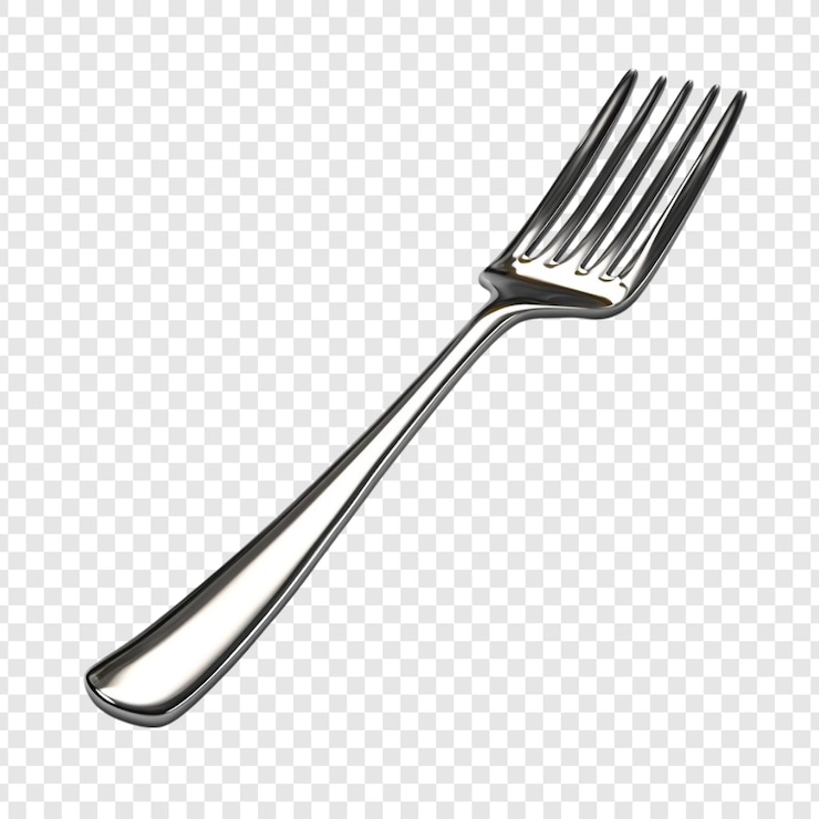 PSD gratuito forchetta d'argento lucida pronta per un delizioso pasto utensili da pranzo eleganti