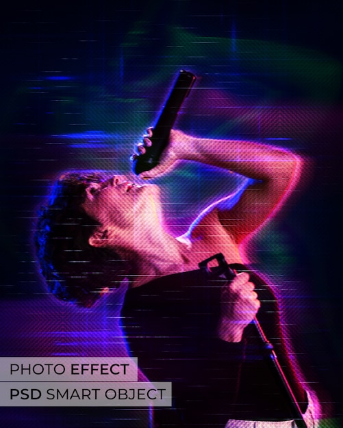 Gratis PSD foto-effect hologramontwerp