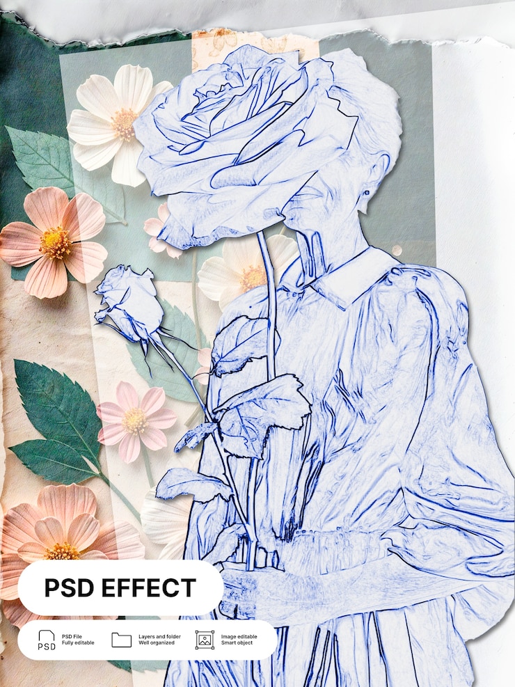 Gratis PSD foto-effect van tracingpapier