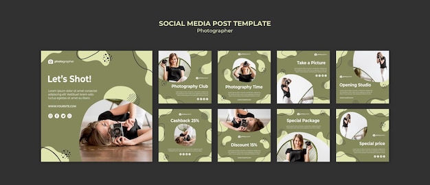 Gratis PSD fotograaf social media postsjabloon