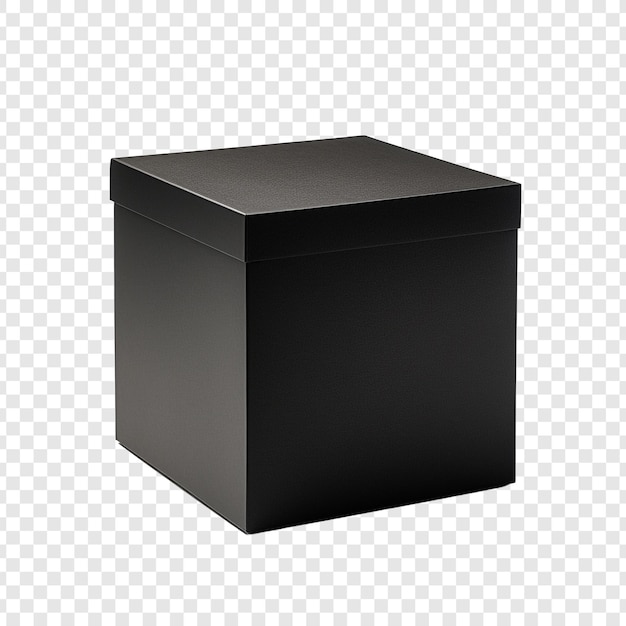 Fotografía de estudio de una caja marrón negra aislada sobre un fondo transparente