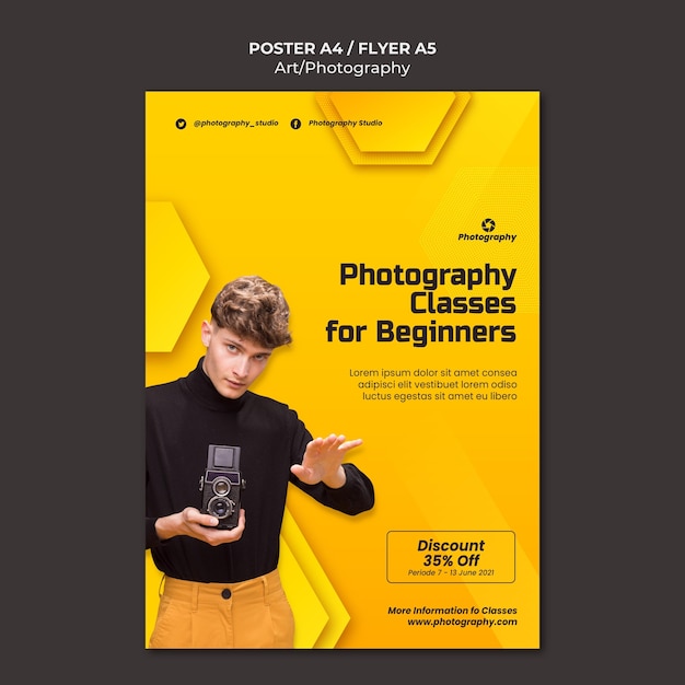 Gratis PSD fotografie klassen flyer sjabloon