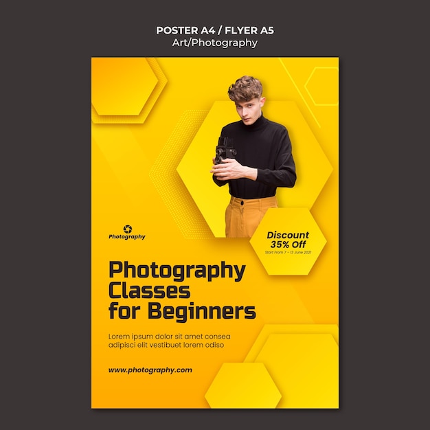 Gratis PSD fotografie klassen poster sjabloon