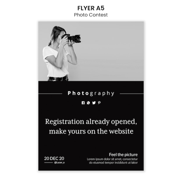 Gratis PSD fotowedstrijd flyer sjabloonontwerp