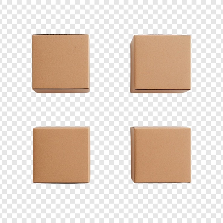 PSD Gratis four brown cardboard boxes packaging delivery shipping square product container craft