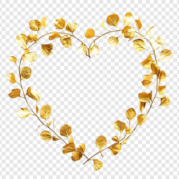 Frame de corazón de hojas de oro Diseño elegante de la naturaleza