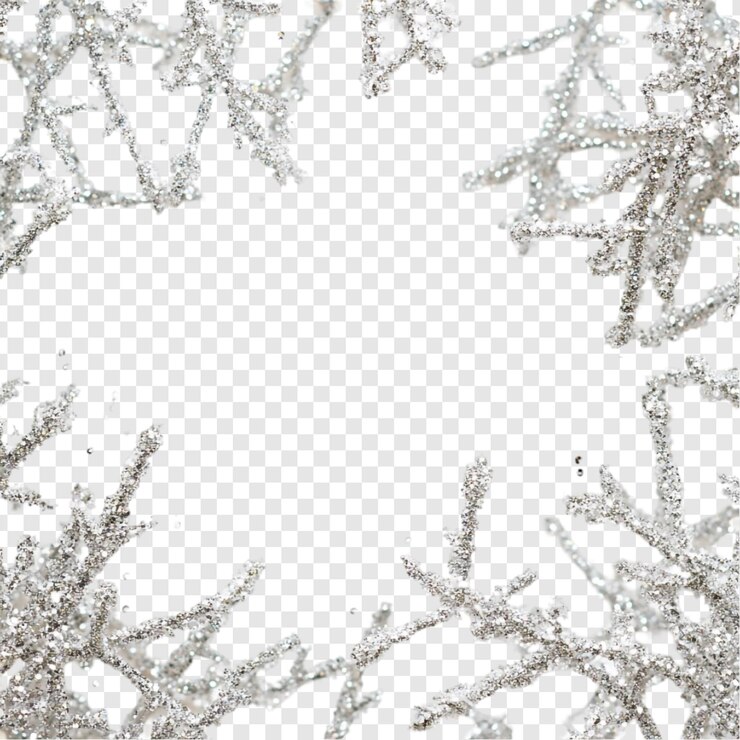 PSD gratuito frame di fiocchi di neve brillanti d'argento disegno invernale festivo