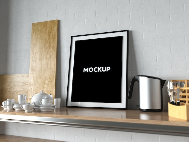 Frame in een keuken mock up ontwerp