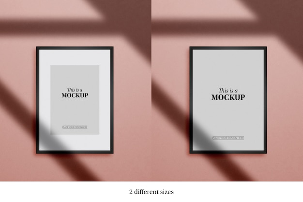 Gratis PSD frame mock-up met passepartou en schaduw