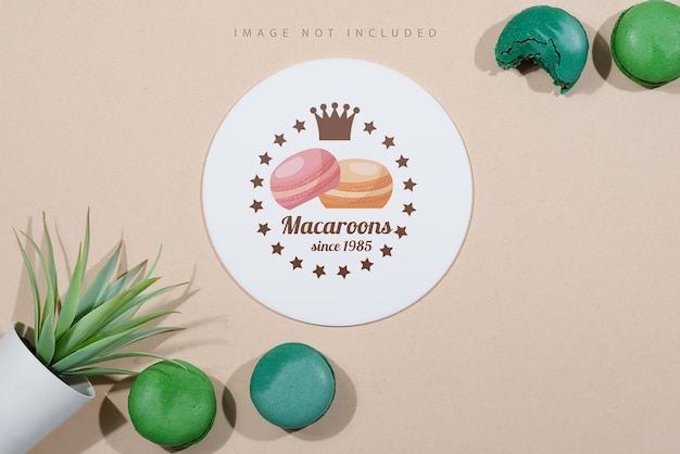 Franse macarons met papieren mockup