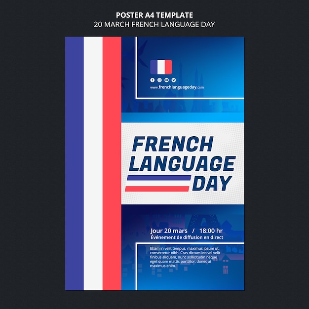 Gratis PSD franse taal dag poster sjabloon