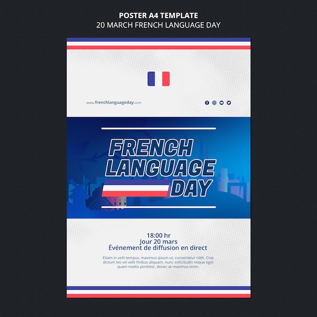 Gratis PSD franse taal dag poster sjabloon