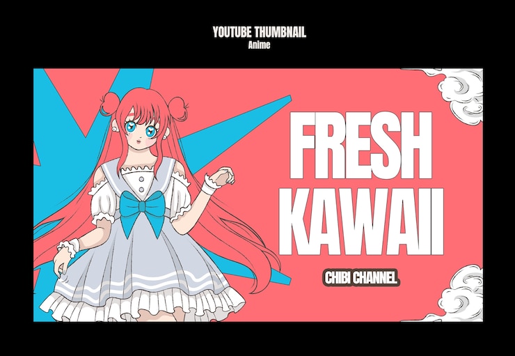 PSD gratuito fresh kawaii anime girl thumbnail youtube