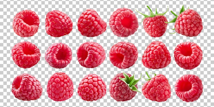 PSD Gratis fresh red raspberries on transparent background