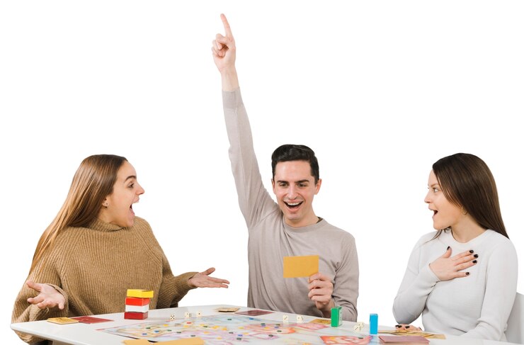 PSD Gratis friends playing card games isolated