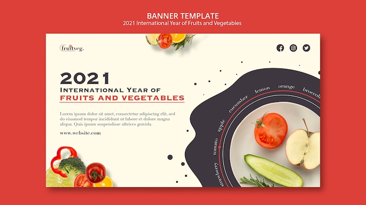 PSD Gratis fruits and vegetables year banner template