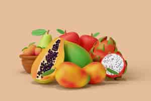 PSD gratuito frutas de fondo de naturaleza muerta
