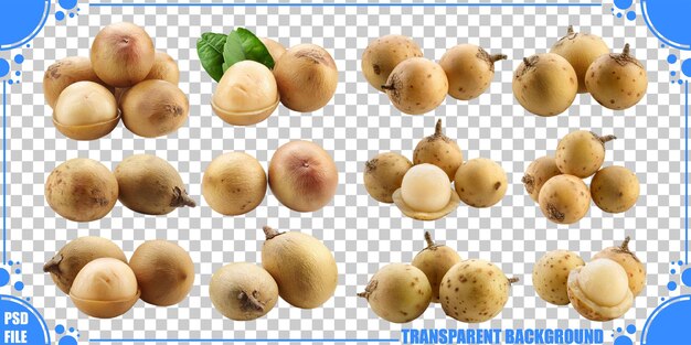 Frutas Longan frescas sobre un fondo transparente