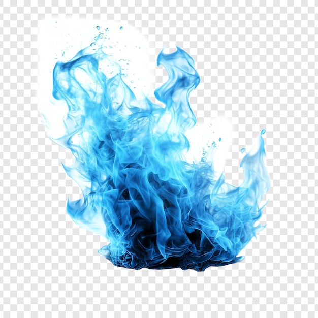 Fuego azul aislado en un fondo transparente