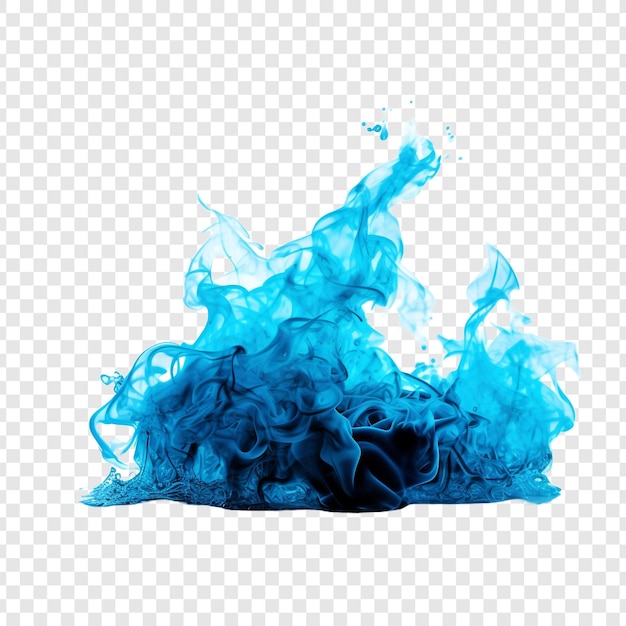 Fuego azul aislado en un fondo transparente