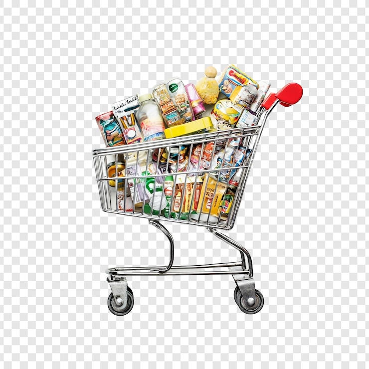 PSD Gratis full shopping cart of groceries