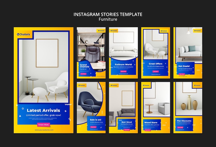PSD Gratis furniture sale instagram stories template