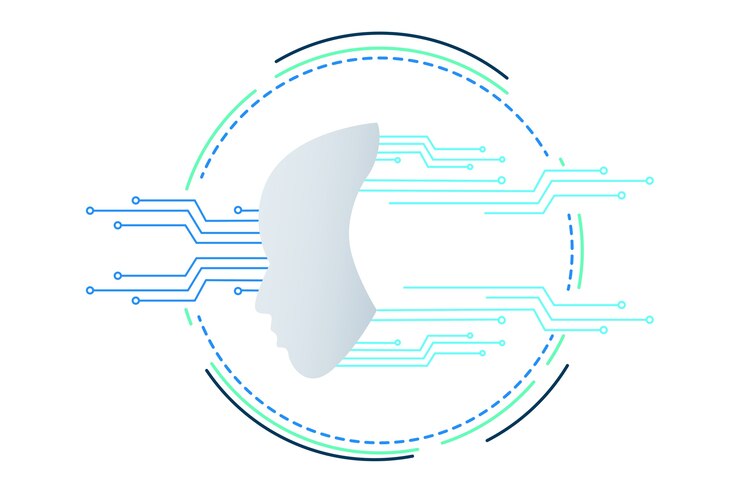 PSD Gratis futuristic robot round frame illustration