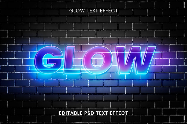 Futuristische gloed teksteffect psd bewerkbare sjabloon