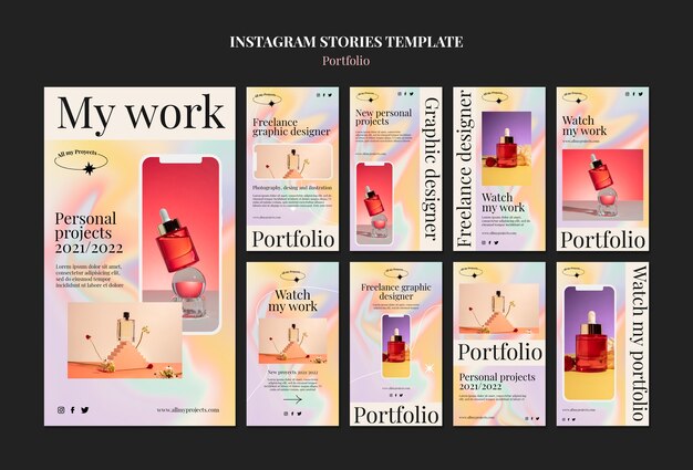 Futuristische persoonlijke portfolio instagram verhalensjabloon