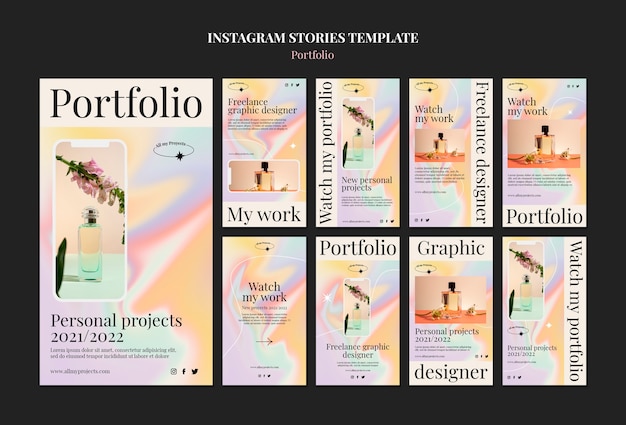 Futuristische persoonlijke portfolio instagramverhalen