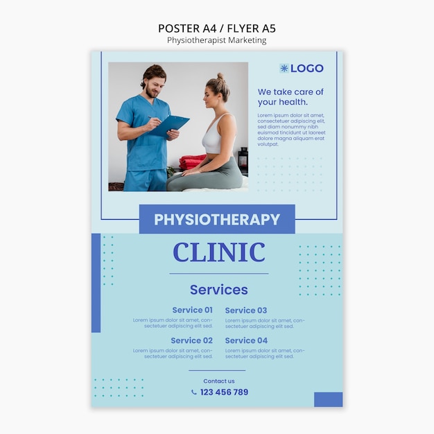 Gratis PSD fysiotherapeut marketing poster sjabloon