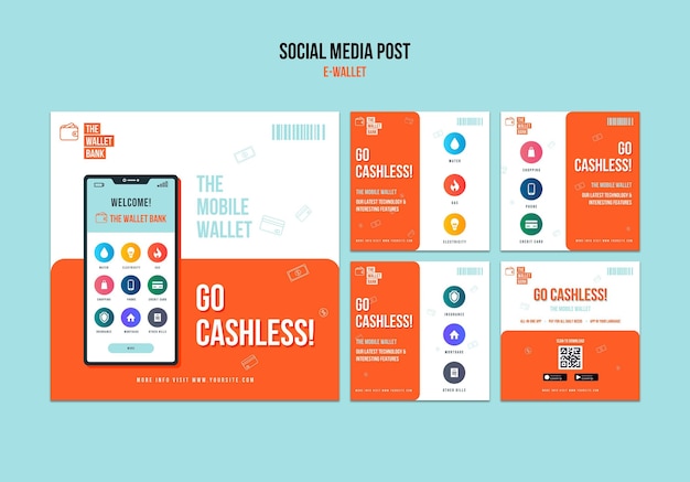 Ga cashless postsjabloon voor sociale media