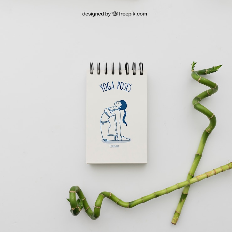 PSD Gratis gambar pose yoga di bloknote