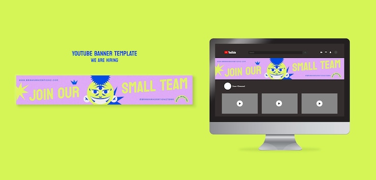 PSD Gratis gambar tangan kami sedang merekrut templat banner youtube