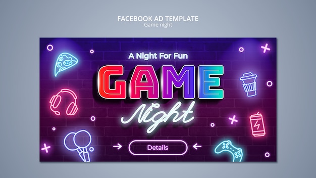 Gratis PSD game night entertainment facebook sjabloon