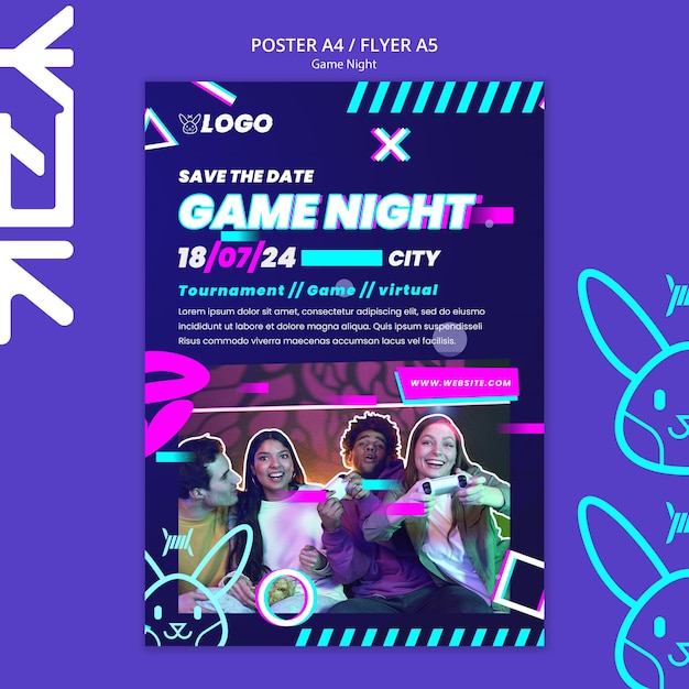 Game night entertainment poster sjabloon