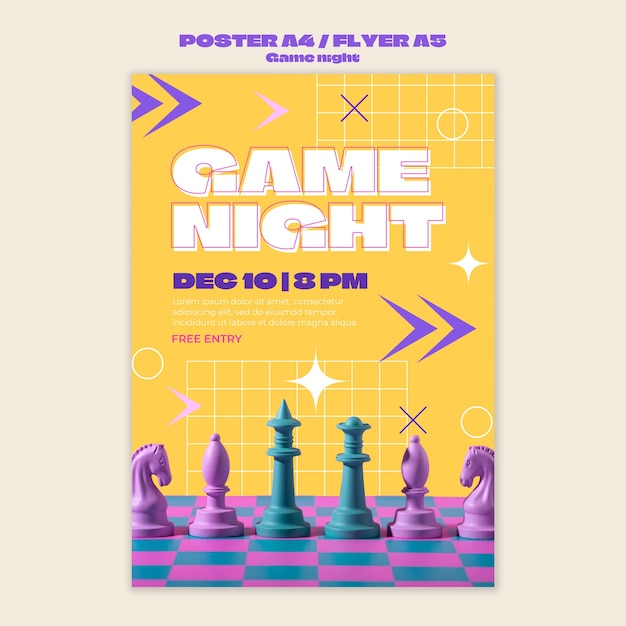 Gratis PSD game night entertainment poster sjabloon