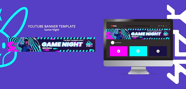 Gratis PSD game night entertainment youtube banner