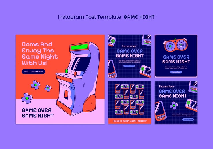 PSD Gratis game night instagram posts