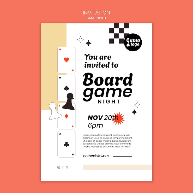 PSD Gratis game night invitation template