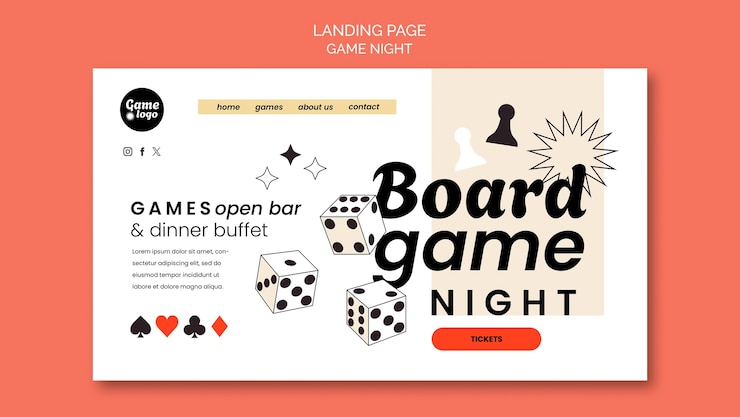 PSD Gratis game night landing page template