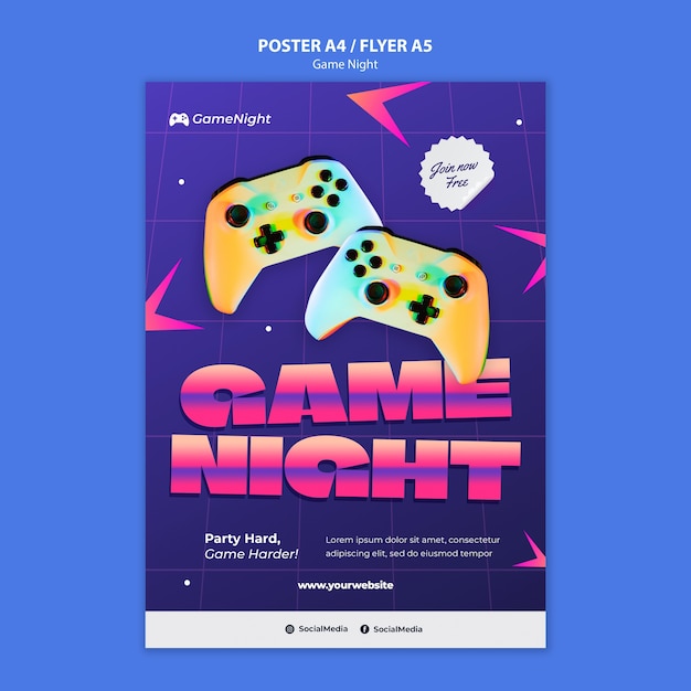 Gratis PSD game night sjabloonontwerp