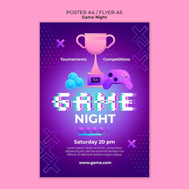 Gratis PSD game night sjabloonontwerp