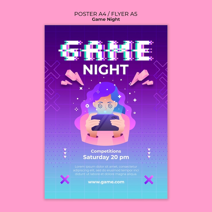 Gratis PSD game night sjabloonontwerp
